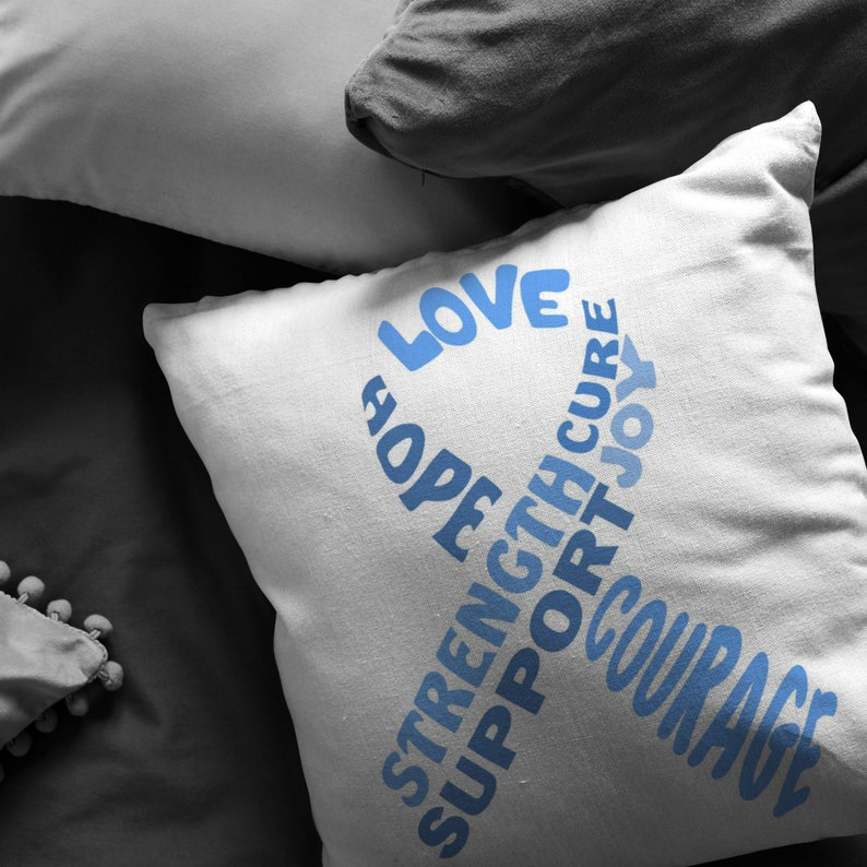 Light Blue Awareness Ribbon With Words Pillow To Raise Awareness For Thyroid Disease Addison/'s Disease Graves/' Disease Chronic Illness