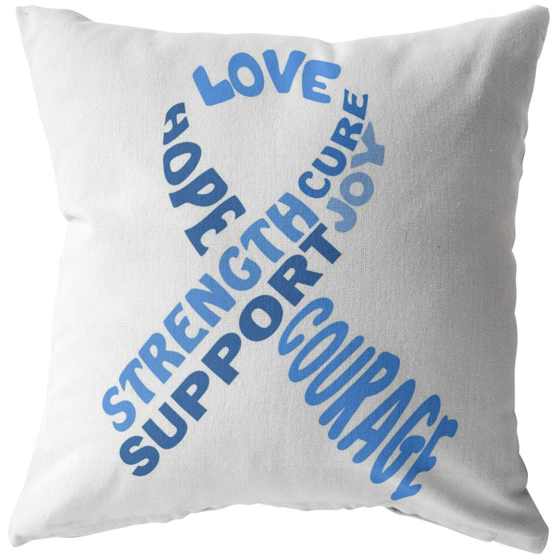 Light Blue Awareness Ribbon With Words Pillow To Raise Awareness For Thyroid Disease Addison/'s Disease Graves/' Disease Chronic Illness