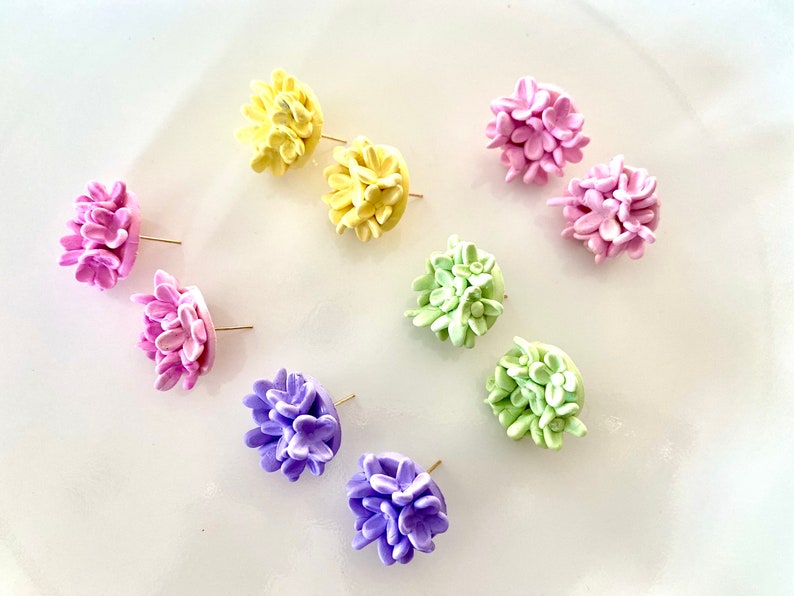 Floral Stud Earrings,Flower Earrings Statement Jeweley Clay Jewelry,Bridesmaid Earrings