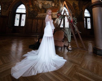 Neu! Ein kurzes Brautkleid mit langem Brautkleid, einfaches Braukleid, wunderschönes Brautkleid