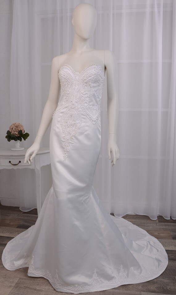 Satin Mermaid Wedding Dress Bridal Gown Isabel Sweatheart Etsy