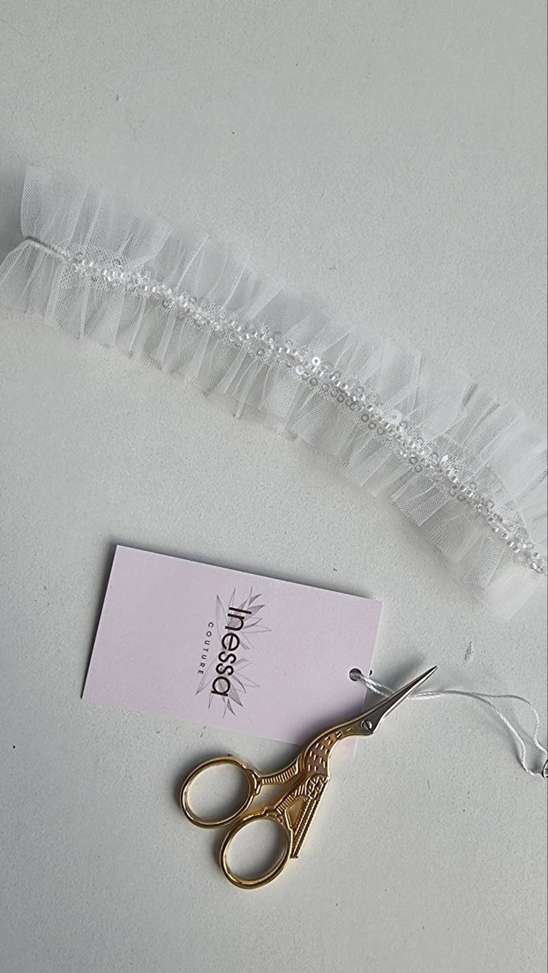 Braut Strumpfband, Ivory oder Beige Strumpfband mit Pailletten Bild 6