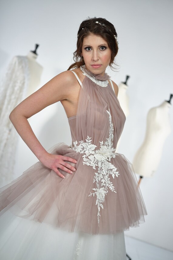 Wedding Peplum Dress Bridal Peplum Gown Lavender Color Etsy