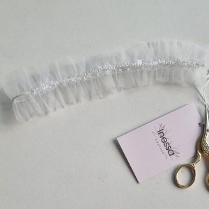 Braut Strumpfband, Ivory oder Beige Strumpfband mit Pailletten Bild 2