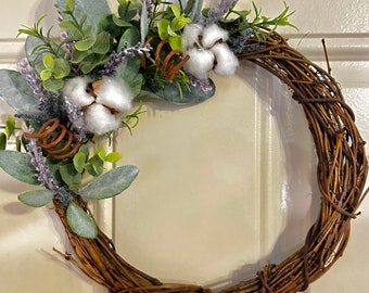 Frosty Foliage Lavender Wreath | 10 in
