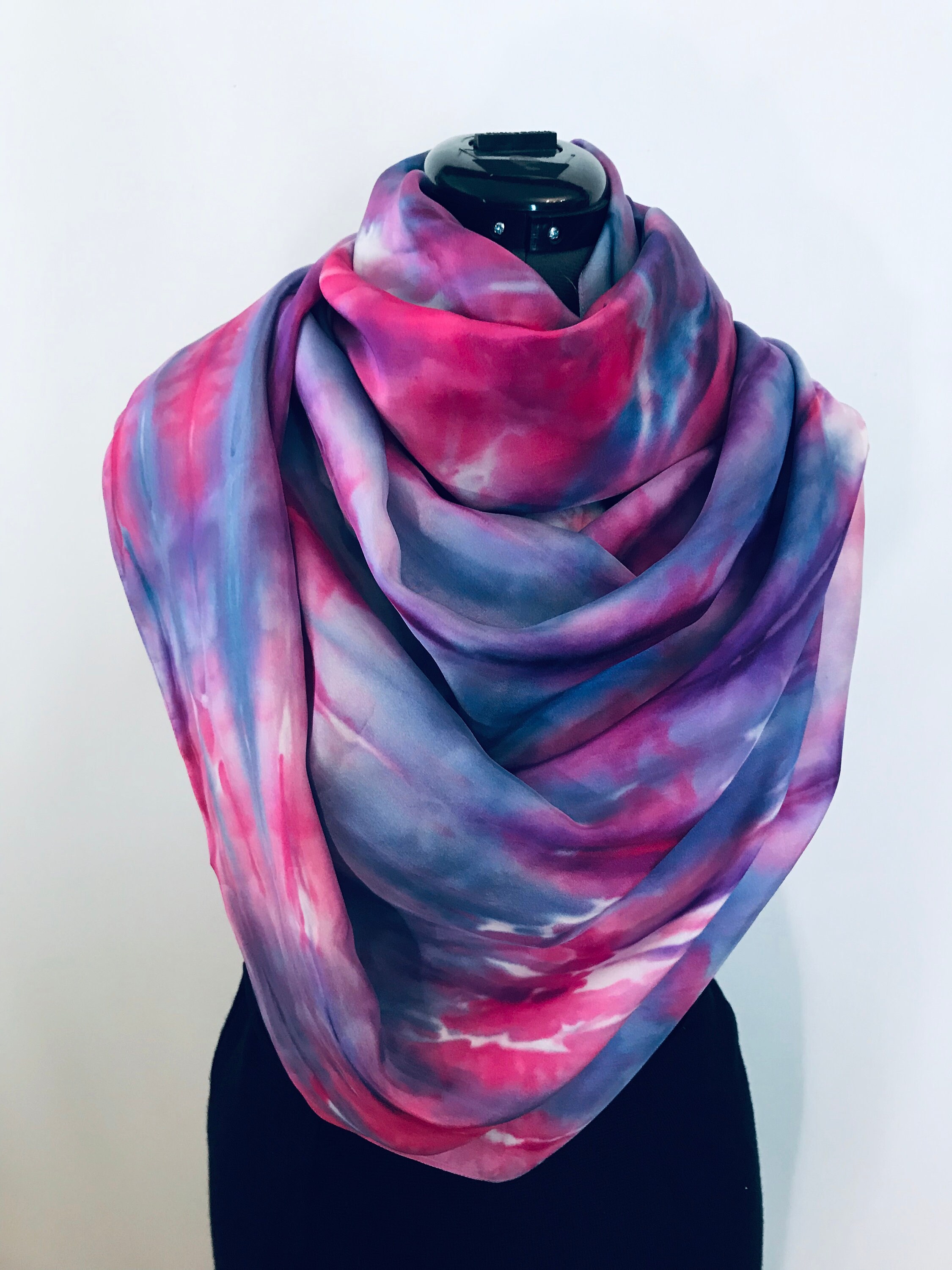 Tie dye silk scarf Painted silk scarf Abstract silk scarf Etsy