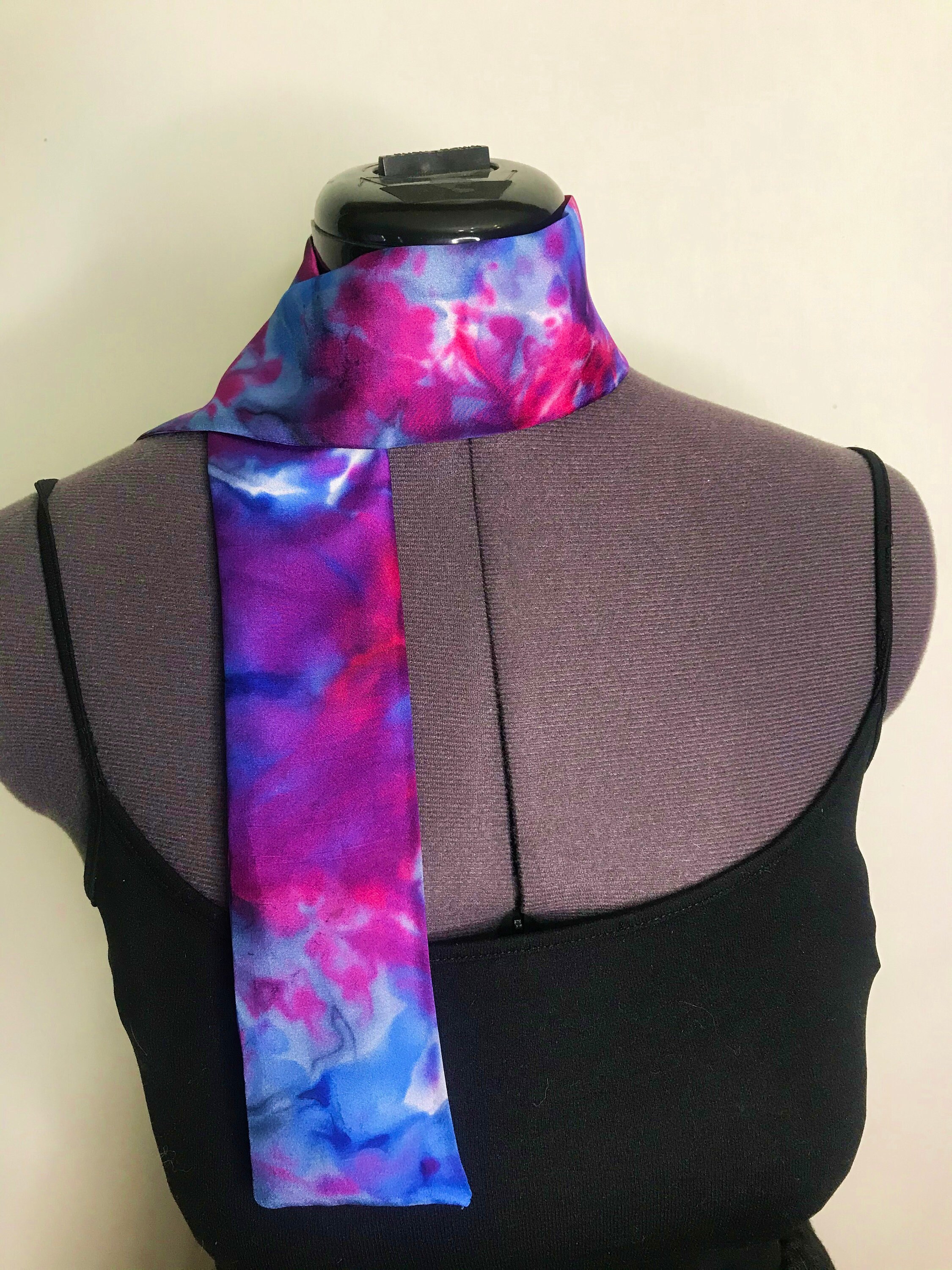 Silk Hand Painted Skinny Scarf Tie Dye Silk Skinny Scarf Etsy