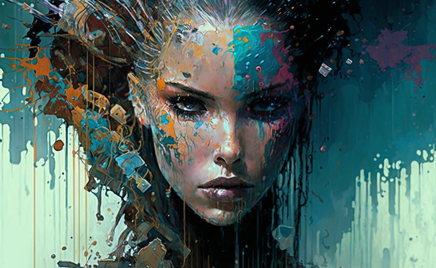 Cyberpunk Girl Canvas Wall Art - Woman Wall Art - Nature Home Decor ...