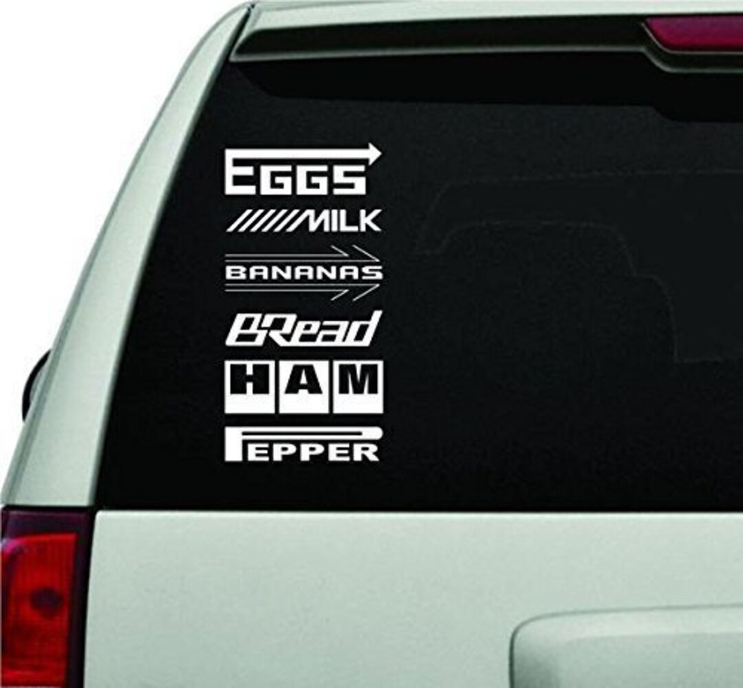 JDM Eggs, Milk, Bananas, Bread, Ham, Window Decal, Vehicle Windshield