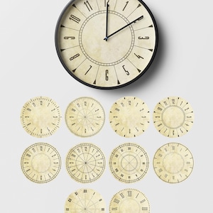 Vintage Clock Face Printable Bundle digital wall art: 6-Inch Dial Templates (Png, Jpg)