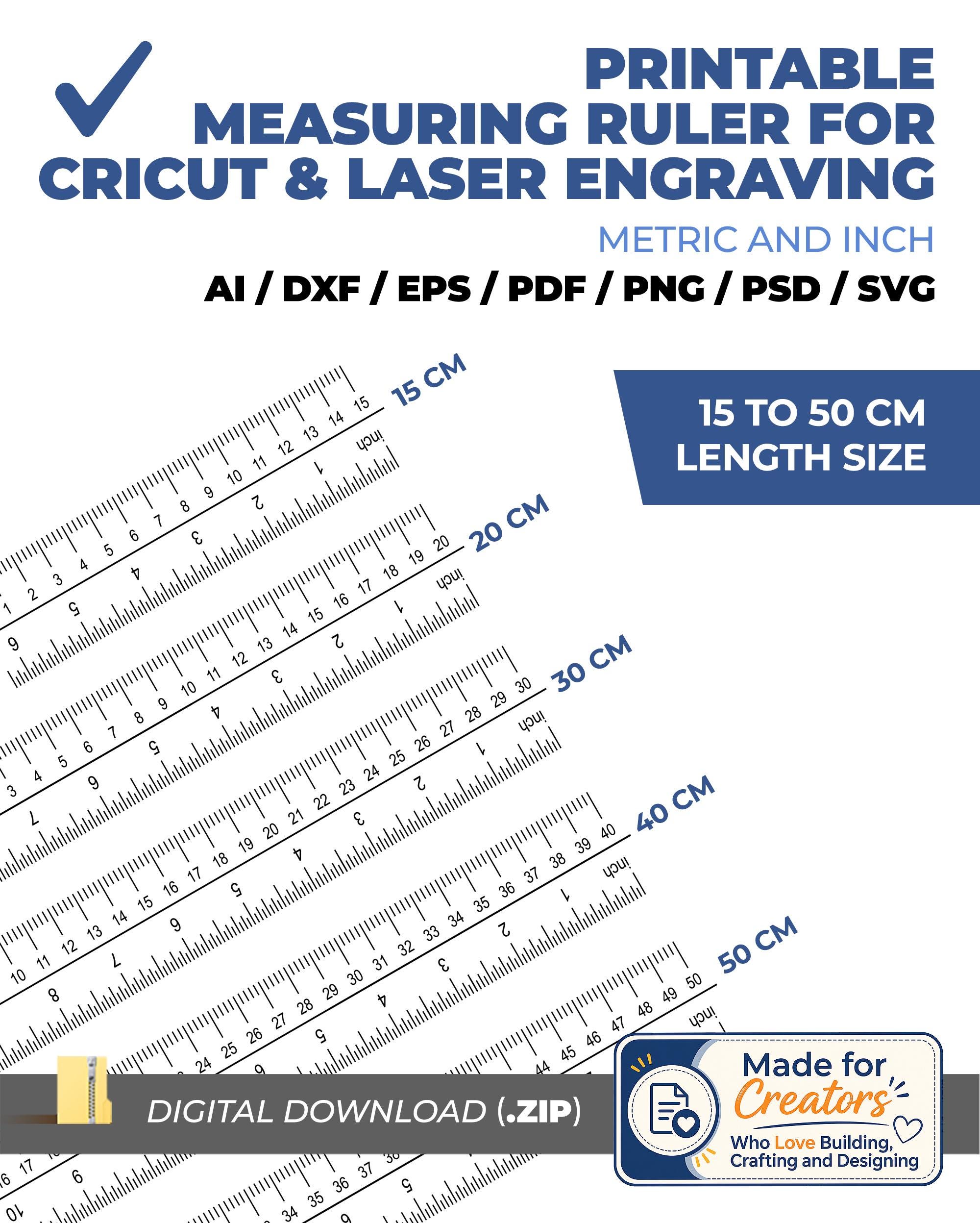 Straight Ruler SVG Laser Files | Metric Inch Measuring Tape (digital ...