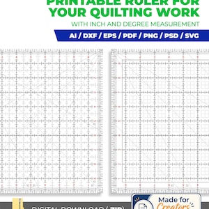 Easy Printable Quilting Ruler SVG Bundle, 10x10 Inch Template, Digital Patchwork PNG, EPS
