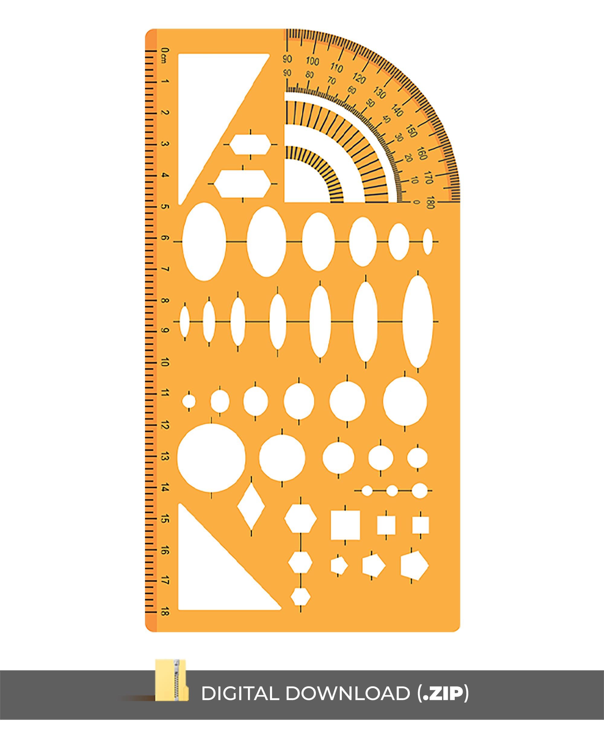Printable Technical Ruler Template SVG DXF | Geometry Measuring Tool ...