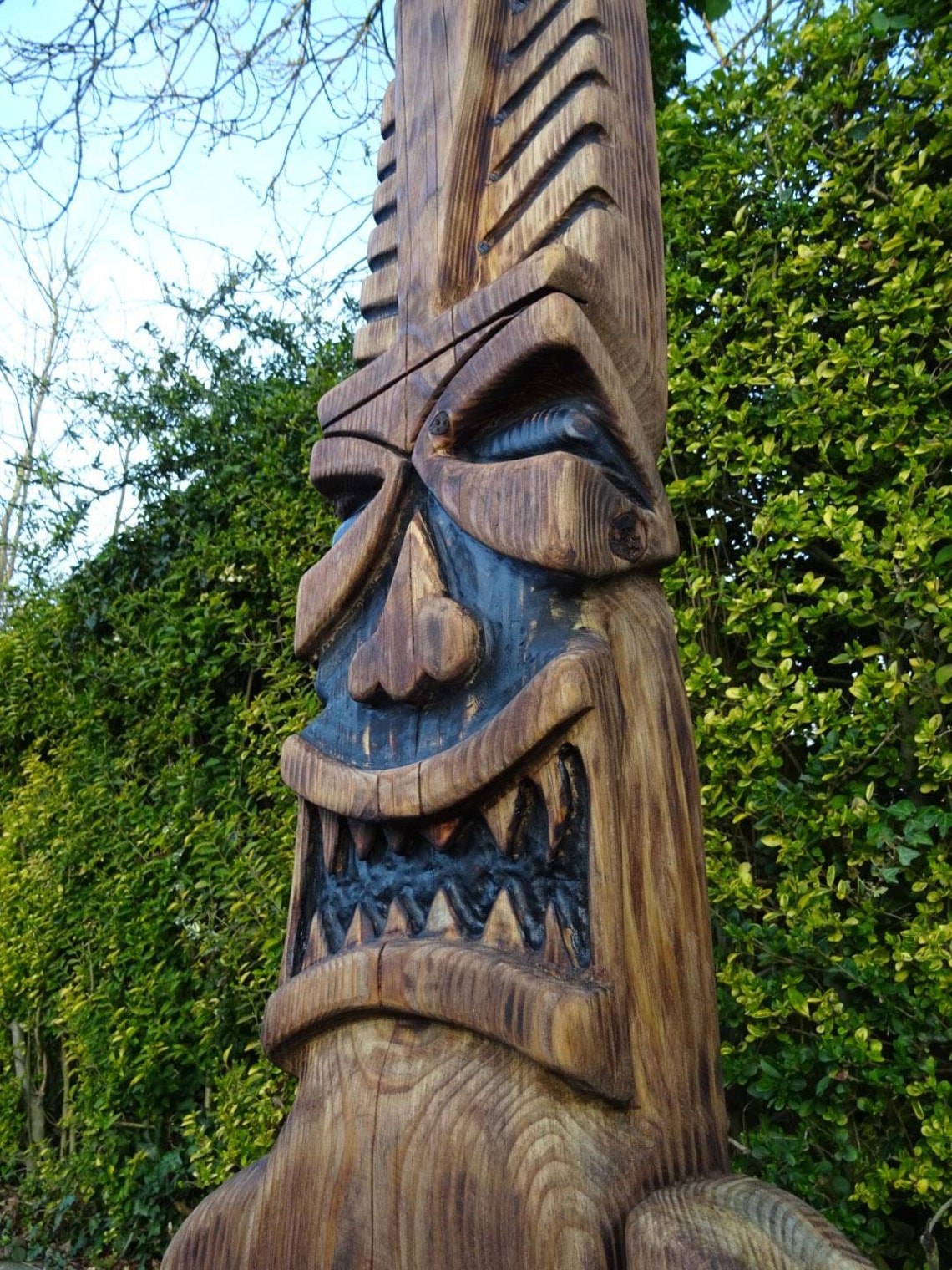 Huge 5ft Chainsaw Carved Wooden Tiki Garden Sculpture/ Tiki Etsy