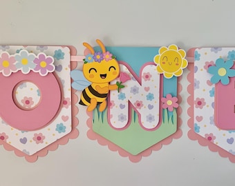 La Abejita high chair banner/ "La abejita feliz' garland/ Little bee