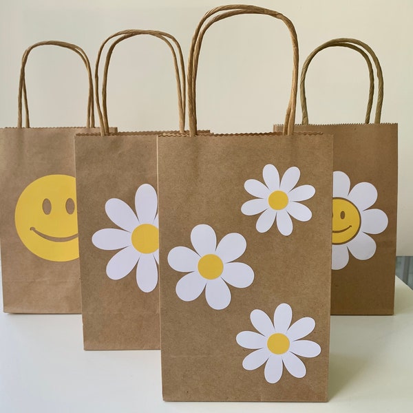 Groovy party bags (12)/ Groovy one party decoration/ Groovy birthday party/Daisy party bags/ Groovy topper/ Groovy treat favor bags