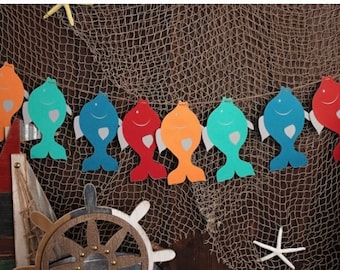 Fish banner/ fishing birthday banner/fish garland/fishing backdrop/ the big one fishing decor