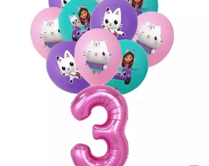 Gabby Dollhouse Balloons 11 Pcs Set/ Gabby Dollhouse Party Decorations