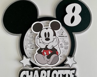 Mickey cake topper/ Mickey modern contemporary  topper/ Mickey black and white cake topper/ Mickey minimalist party decorations baby shower