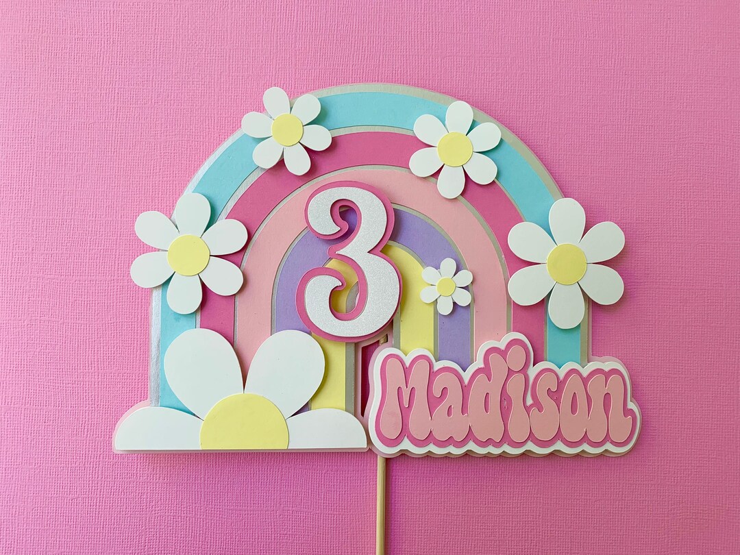 Rainbow Groovy Cake Topper/ Groovy One-groovy 2 3 Fourever Groovy/groovy Cake Topper Daisy Cake ...