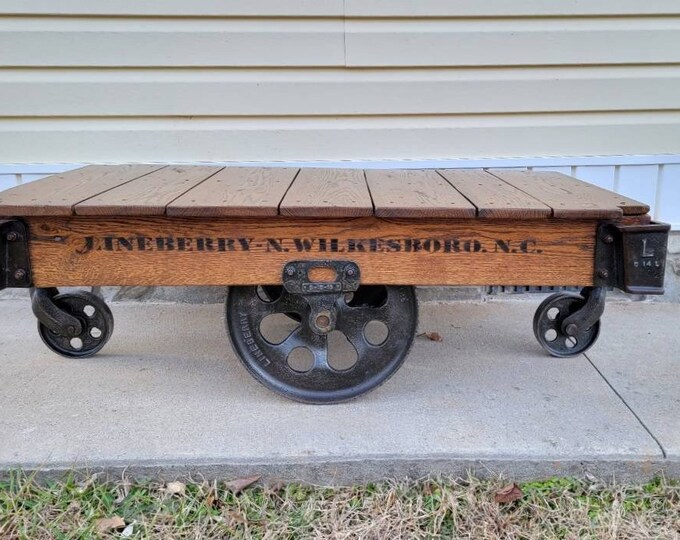Lineberry Factory Railroad Cart Coffee Table Industrial please Read