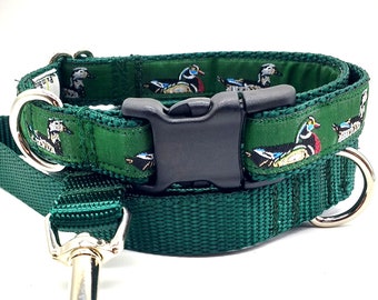 Duck Dog Collar/Jacquard Duck Ribbon/ Matching Solid Color Leash Available