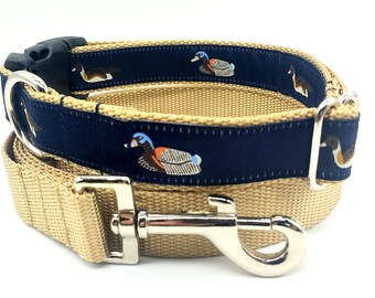 Mallard Ducks Dog Collar Hunting Dog Retriever Woodland Green and Brown Duck Toller
