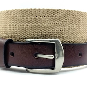 Cinturón de algodón tejido para hombre / Tiradores de cuero de primera calidad / 100% algodón / Cinturón de cinta de algodón sin elasticidad imagen 1