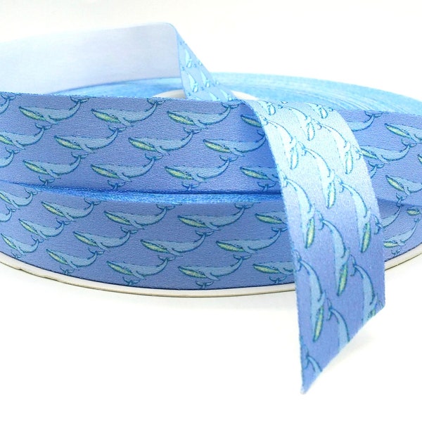 Blue Whale Ribbon/Ribbon By the Yard/Lanyard Ribbon 1 inch width