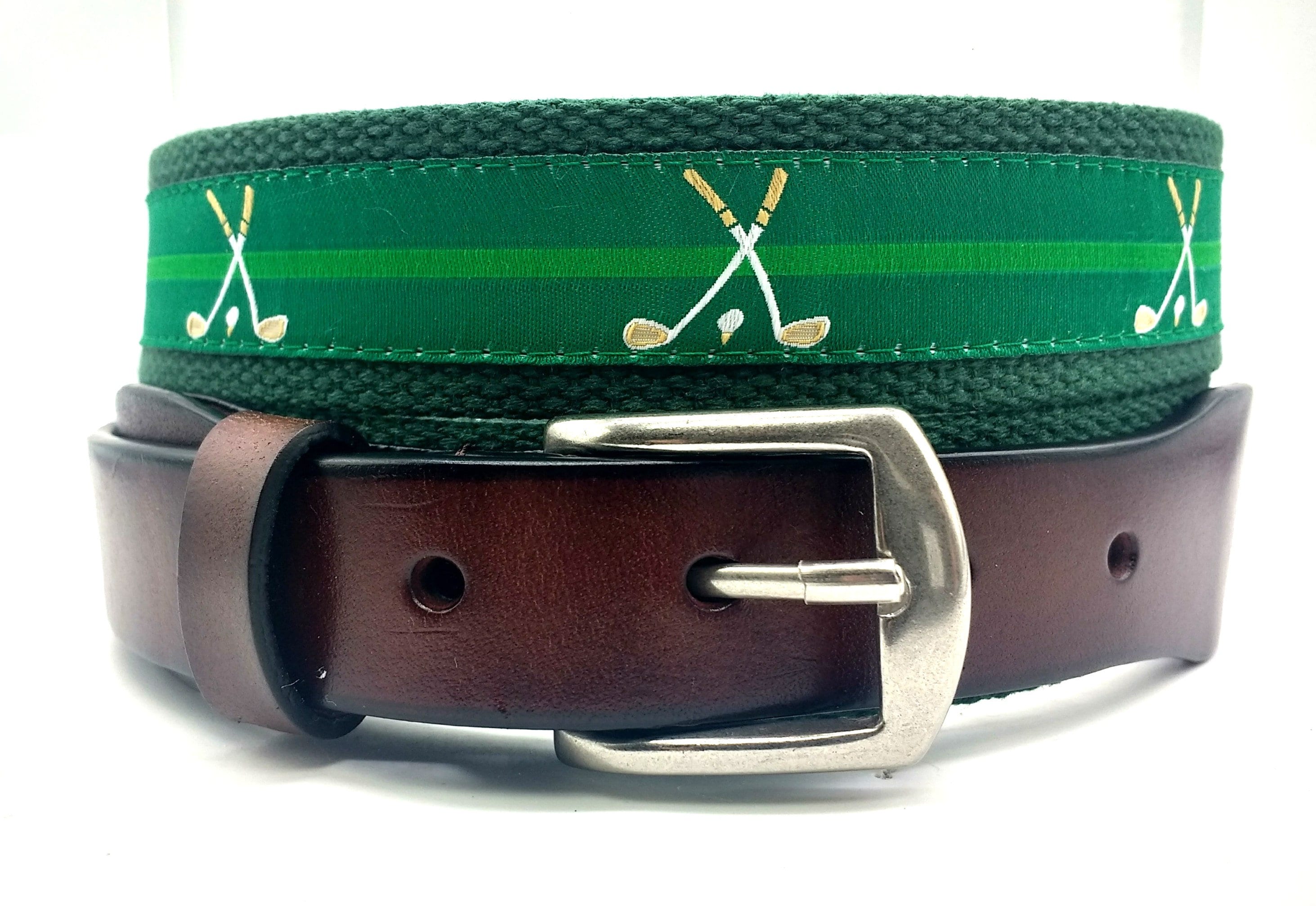 Men's Golf Belt/golf Ribbon Belt/top Grain Leather/green Etsy