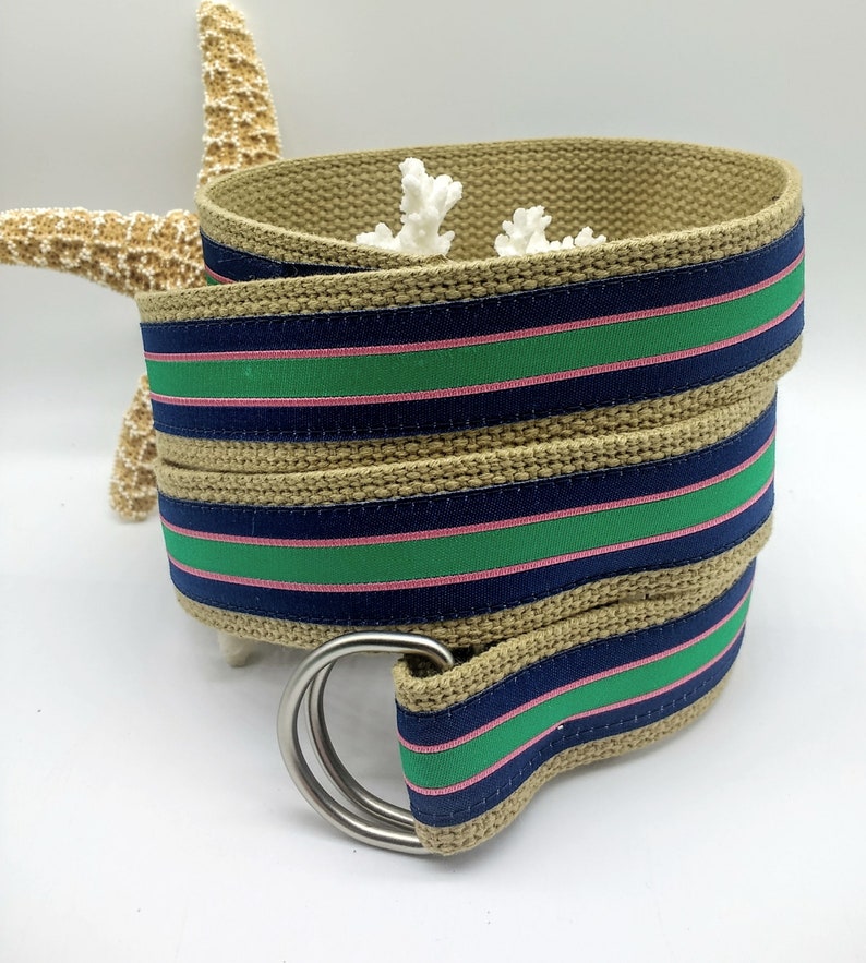 Mens Jacquard Stripe Ribbon Belt/Preppy Belt/D-Ring Belt | Etsy