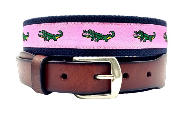 Alligator Ribbon Belt/alligator Leather Webbing Belt/ Top  display picture 2