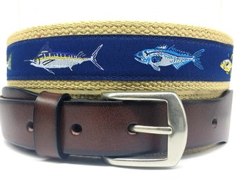 Ceinture de sport pour hommes/ceinture de poisson en cuir/ceinture de ruban de poisson triée/ceinture conique