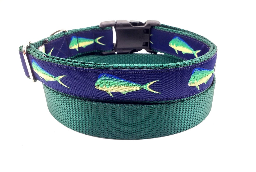 Dolphin/mahimahi Dog Collar/mahimahi Jacquard Ribbon Dog Etsy