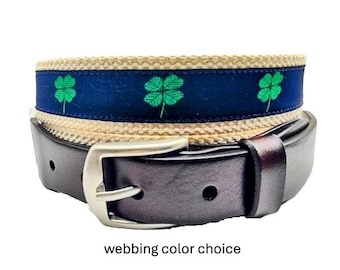 Shamrock Belt / Irish Belt / Mens Belt / Clover Belt / St 
