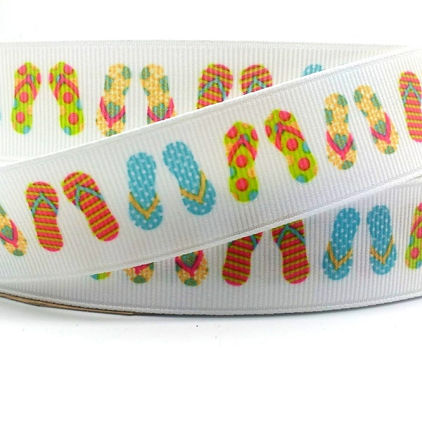Flip Flop Grosgrain Ribbon/Summer Sandal Ribbon/Sold By The Yard/7/8 inches wide