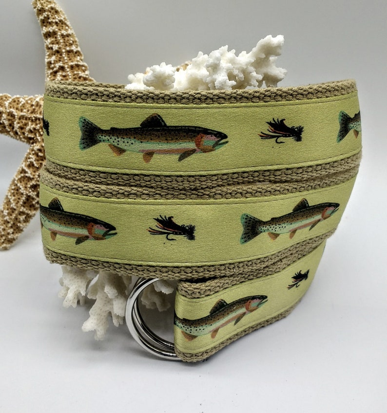 Trout Fly Fishing Ribbon Belt/Preppy DRing/Leather Trout Etsy