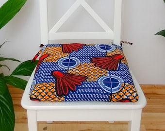 Housse de coussin de chaise - carré en wax tissu africain 