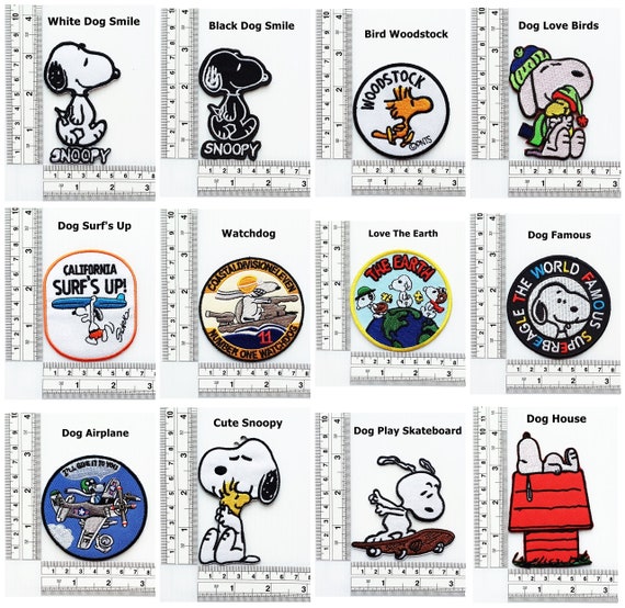 Snoopy Peanuts Patches Cartoon Kids Embroidered Dog Patches Iron On Sewing on