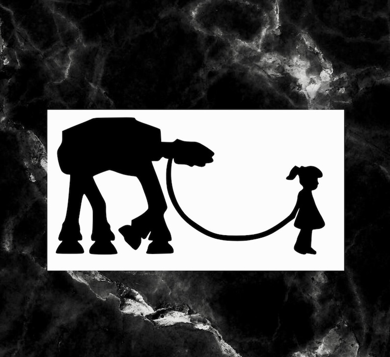 Girl Walking An AT-AT Sticker