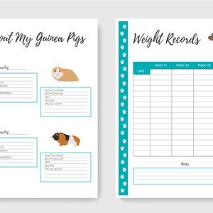 Guinea Pig Care Planner - PDF Printable - Guinea Pig Care Sheets ...