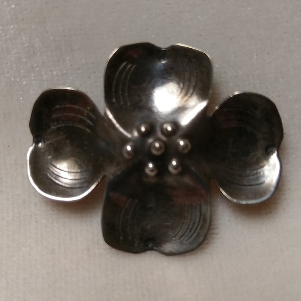 Kleine Vintage Mid-Century Sterling Silber Dogwood Blüte Souvenir Brosche