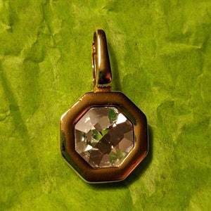 Colar de cristal octogonal vintage Swarovski em tom dourado ou pingente