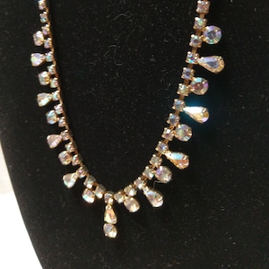 Vintage Prong Set Aurora Borealis Crystal Choker