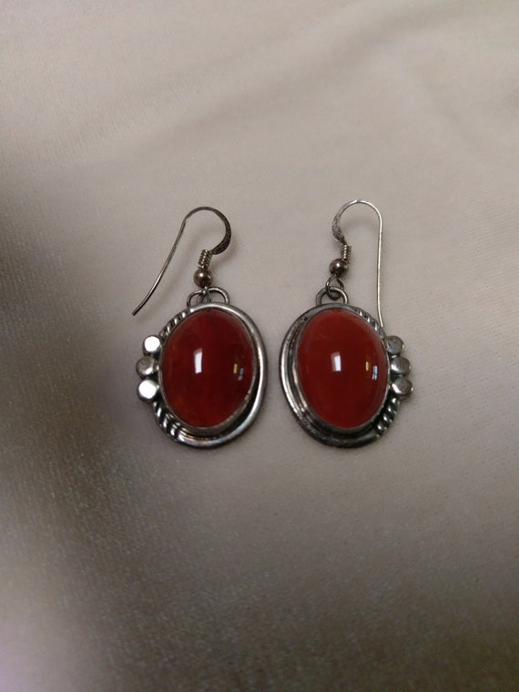 Vintage Signed Sterling Silver and Carnelian Pier… - image 1