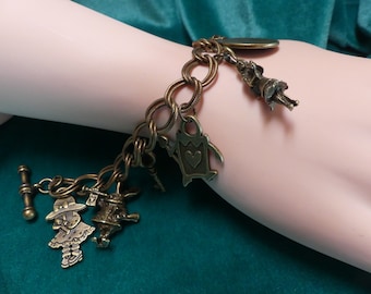 Alice in Wonderland Bronze Colored Charm Bracelet