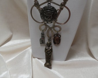 Steampunk One-of-a-Kind Original Egyptian Fantasy Necklace with Opening Sarcophagus Pendant with Mummy