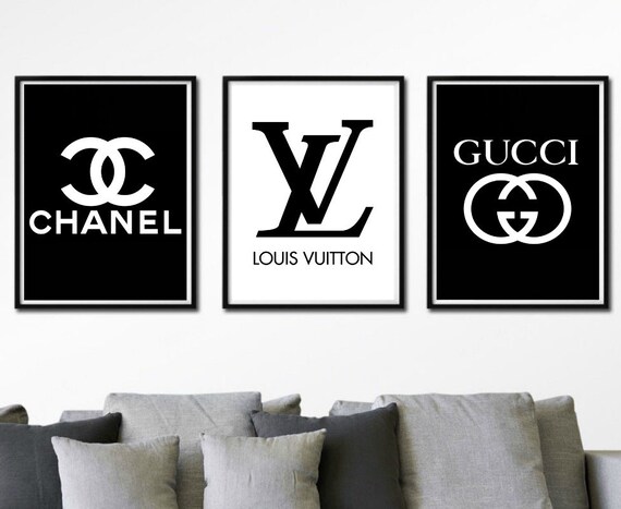 Chanel Poster Louis Vuitton Poster Gucci Zeichen Mode Wand Dekor Chanel Zeichen Mode Druck Set Von 3 Mode Wand Kunst Gucci Print