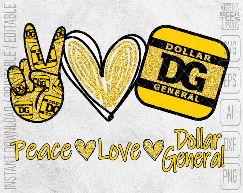 Download Peace Love Dollar General SVG DXF PNG Cut Files Vector | Etsy