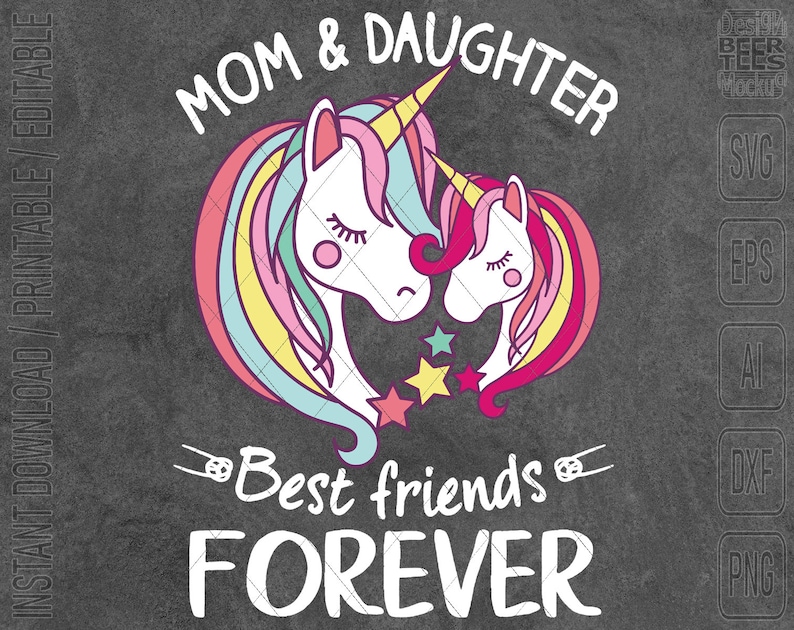 Download Unicorn Heads Mom And Daughter Mothers Day SVG DXF PNG Cut ...